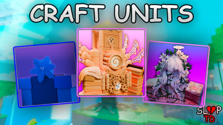 Official Slop Tower Defense promotional art showing craftable units